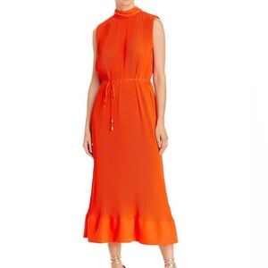 Milly Melina Pleated Orange Dress Size 8